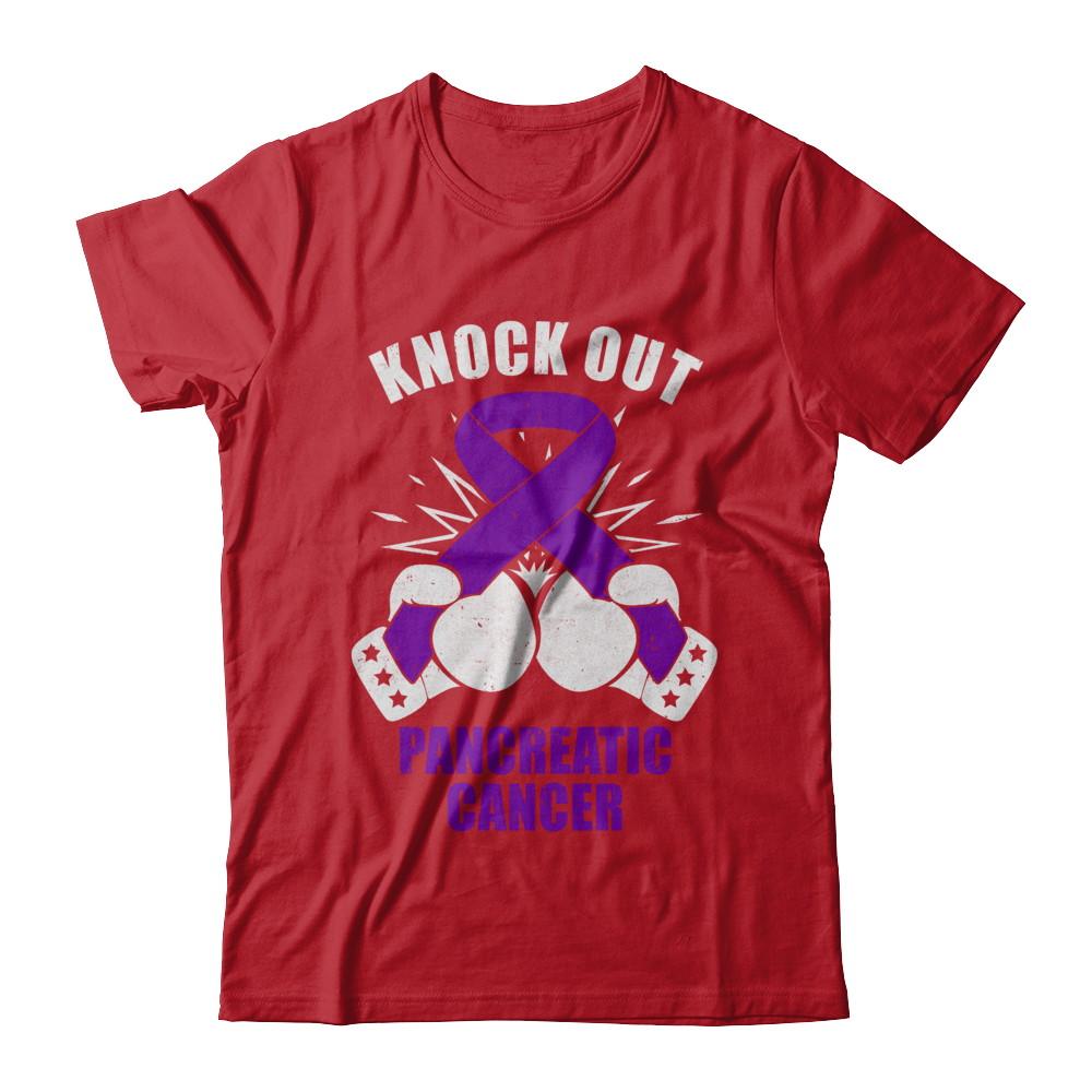 Boxing knock out Pancreatic Cancer Awareness Support-T-Shirt & Hoodie-Classic T-Shirt-Red