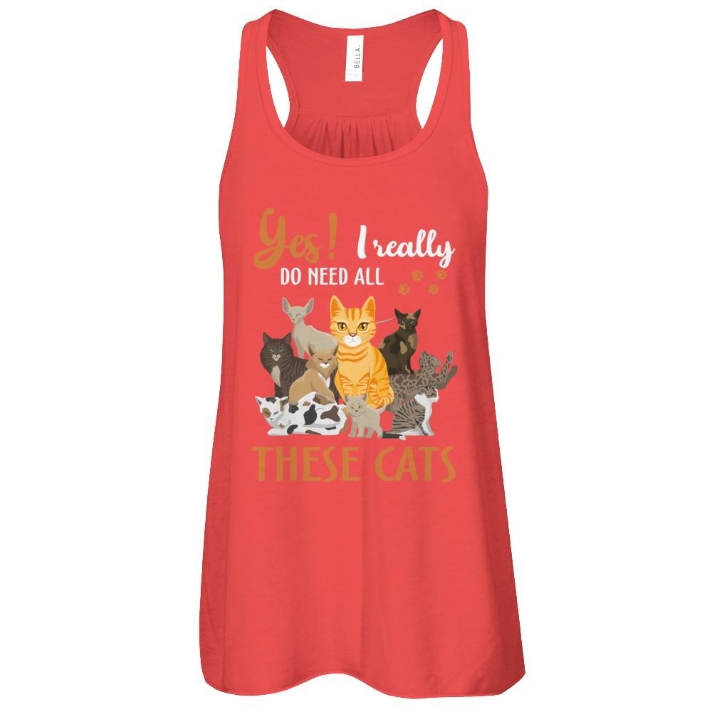 Yes I Really Do Need All These Cats-T-Shirt & Tank Top-Women's Flowy Racerback Tank-Red