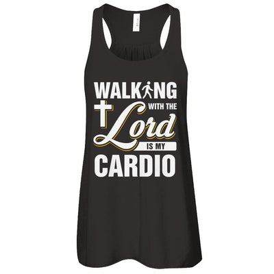 Walking With The Lord Is My Cardio-T-Shirt & Tank Top-Women's Flowy Racerback Tank-Black