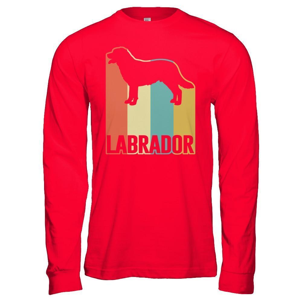 Classic Vintage Retro Style Labrador Dog-T-Shirt & Hoodie-Long Sleeve T-Shirt-Red