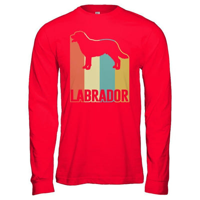 Classic Vintage Retro Style Labrador Dog-T-Shirt & Hoodie-Long Sleeve T-Shirt-Red