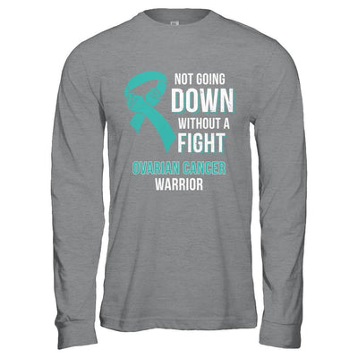 Not Going Down Without A Fight Ovarian Cancer Warrior-T-Shirt & Hoodie-Long Sleeve T-Shirt-Sport Grey