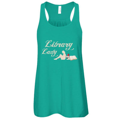 Library Lady Read Book Lover-T-Shirt & Tank Top-Women's Flowy Racerback Tank-Kelly