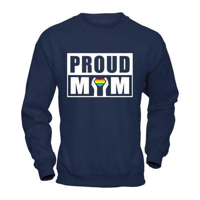Proud Mom Lgbt Gay Lesbian Pride-T-Shirt & Hoodie-Crewneck Sweatshirt-Navy