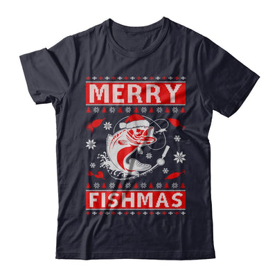 Merry Fishmas Fishing Fish Christmas Sweater-T-Shirt & Sweatshirt-Premium T-Shirt-Midnight Navy