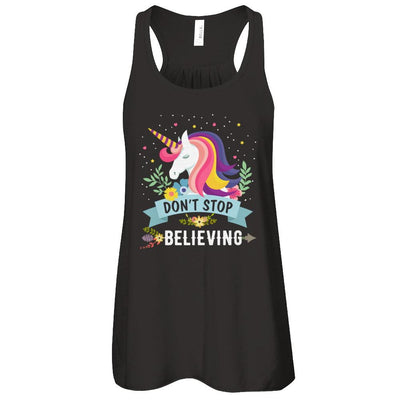Unicorn Don't Stop Believing-T-Shirt & Tank Top-Women's Flowy Racerback Tank-Black