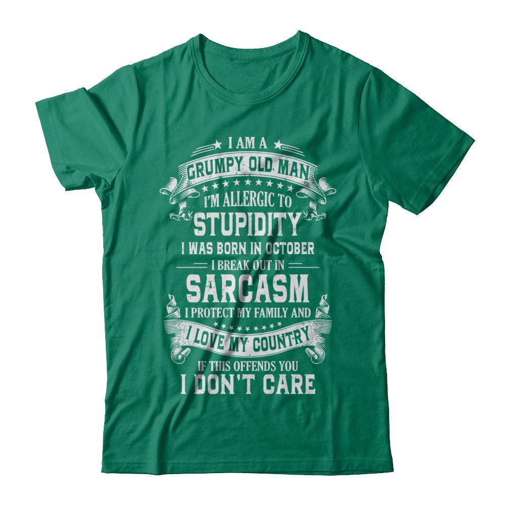 I Am A Grumpy Old Man I Was Born In October Birthday-T-Shirt & Hoodie-Classic T-Shirt-Kelly Green