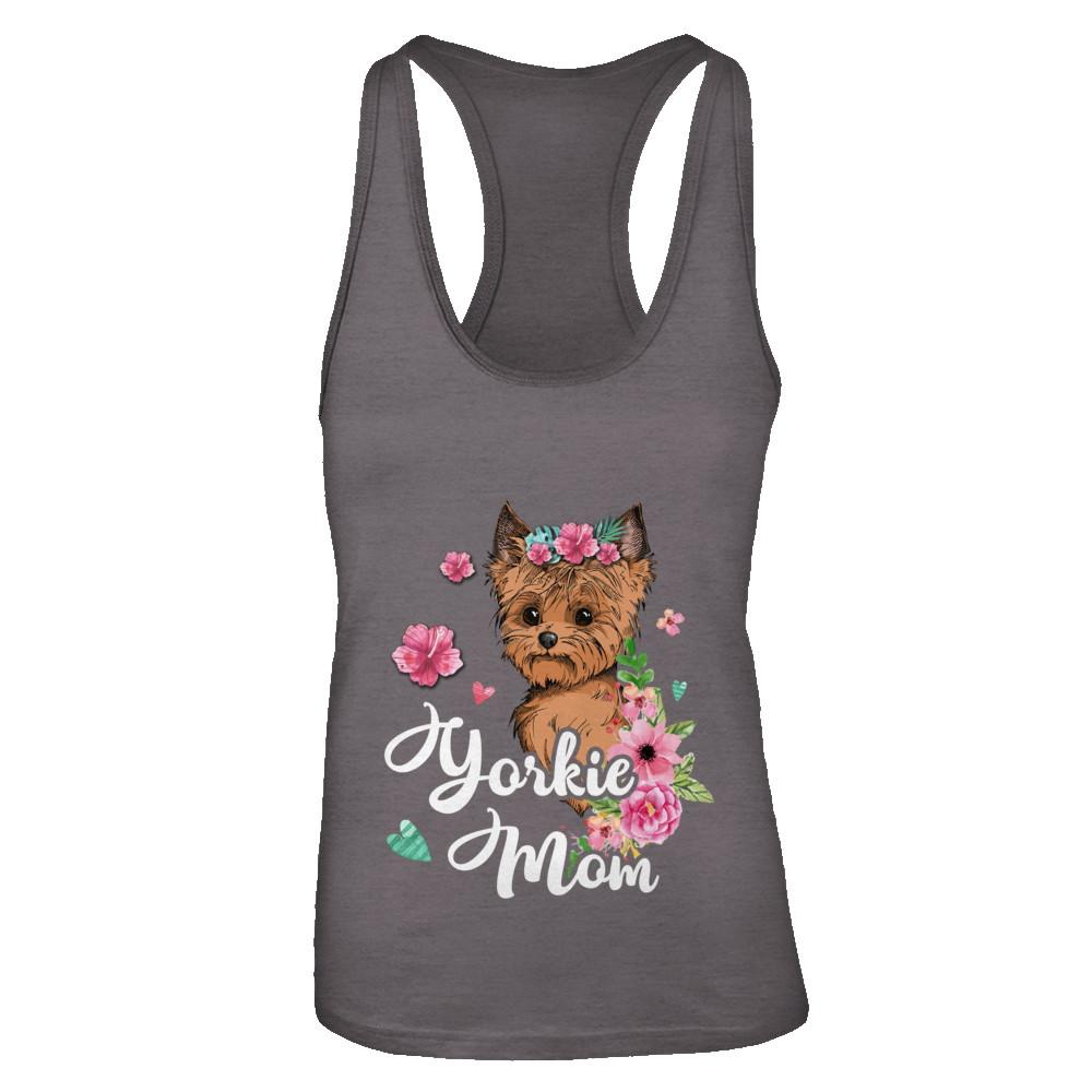 Yorkie Mom Funny Dog Mom Gift Idea-T-Shirt & Tank Top-Women's Ideal Racerback Tank-Dark Grey