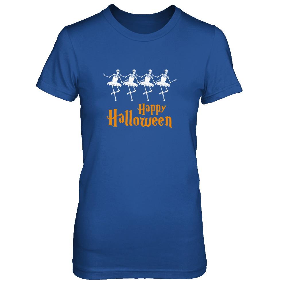 Ballet Skeleton Happy Halloween-T-Shirt & Tank Top-Women's T-Shirt-Royal