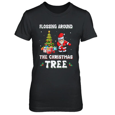Santa Claus Flossing Around The Christmas Tree-T-Shirt & Hoodie-Women's T-Shirt-Black