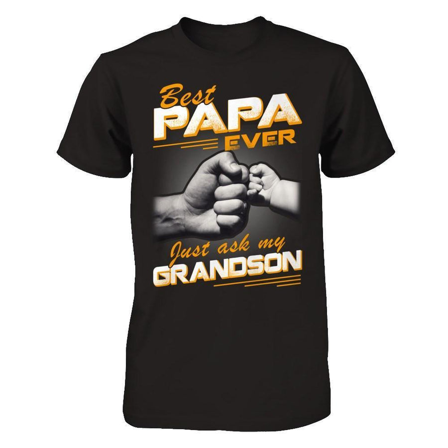 Best Papa Ever Just Ask My Grandson-T-Shirt & Hoodie-Classic T-Shirt-Black