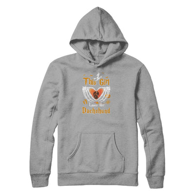 This Girl Love Her Dog Dachshund Halloween-T-Shirt & Tank Top-Pullover Hoodie-Light Steel