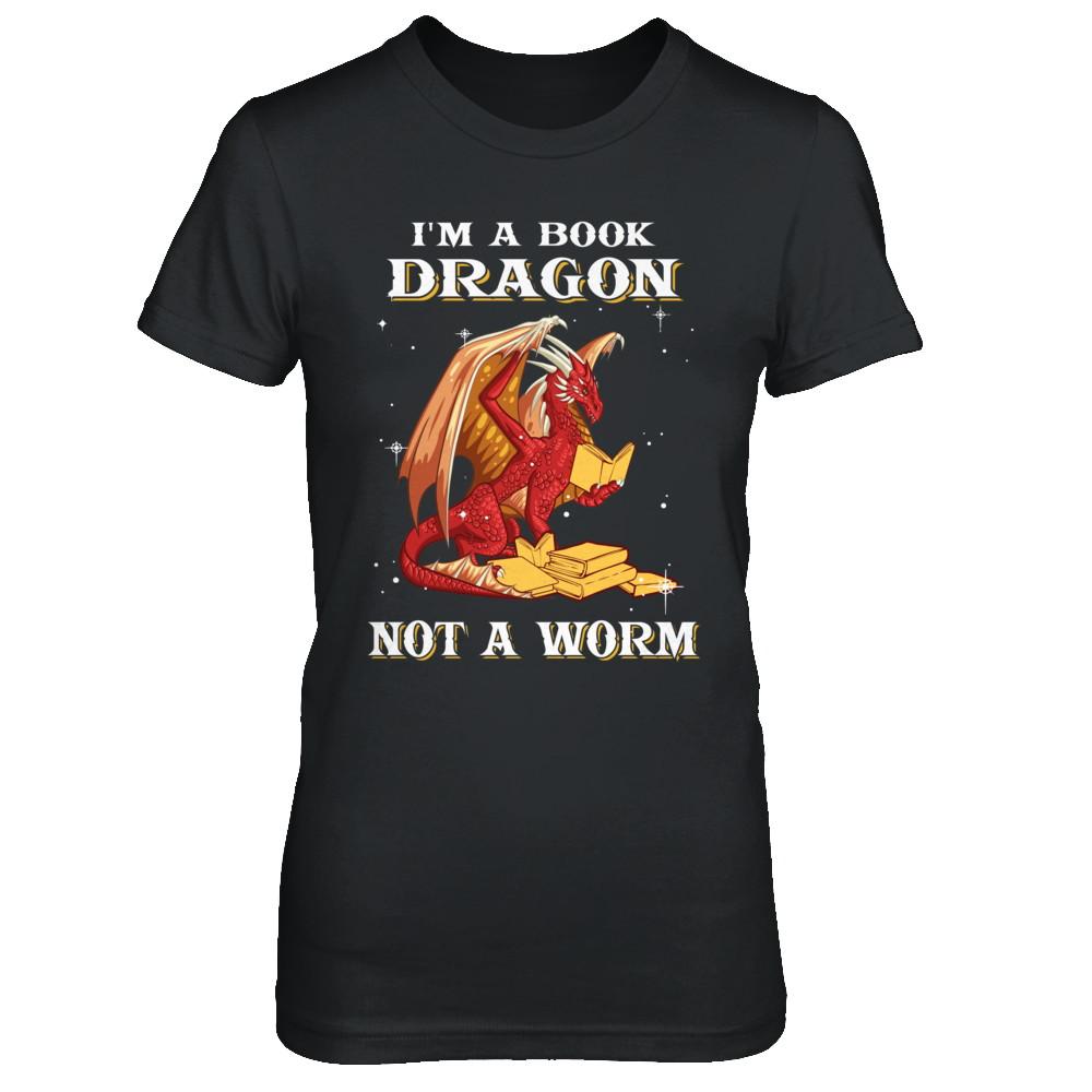 Reading Book I'm A Book Dragon Not A Worm-T-Shirt & Hoodie-Women's T-Shirt-Black