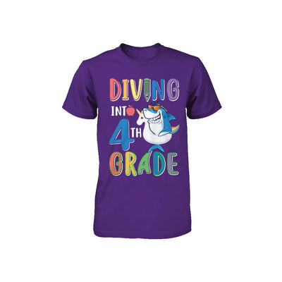 Diving Into 4th Grade Back To School Shark Youth-Youth Shirt-
