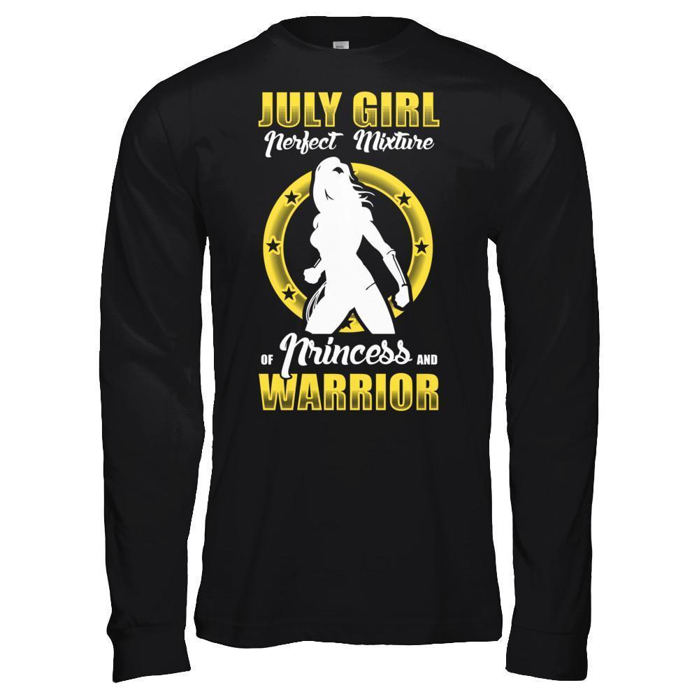 July Girl Perfect Mixture Of Princess And Warrior-T-Shirt & Hoodie-Long Sleeve T-Shirt-Black