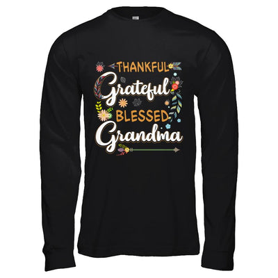 Grateful Thankful And Blessed Grandma-T-Shirt & Hoodie-Long Sleeve T-Shirt-Black