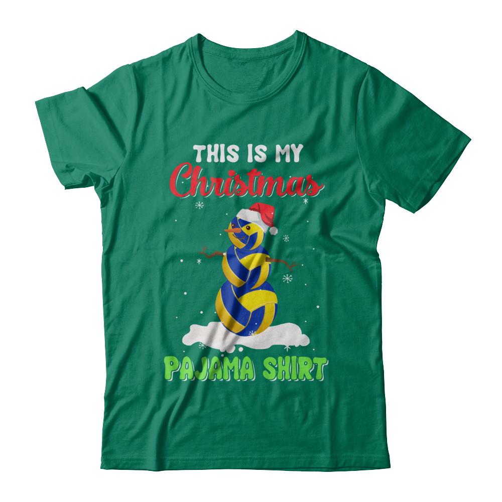 This Is My Christmas Pajama Xmas Snowman Volleyball-T-Shirt & Sweatshirt-Classic T-Shirt-Kelly Green