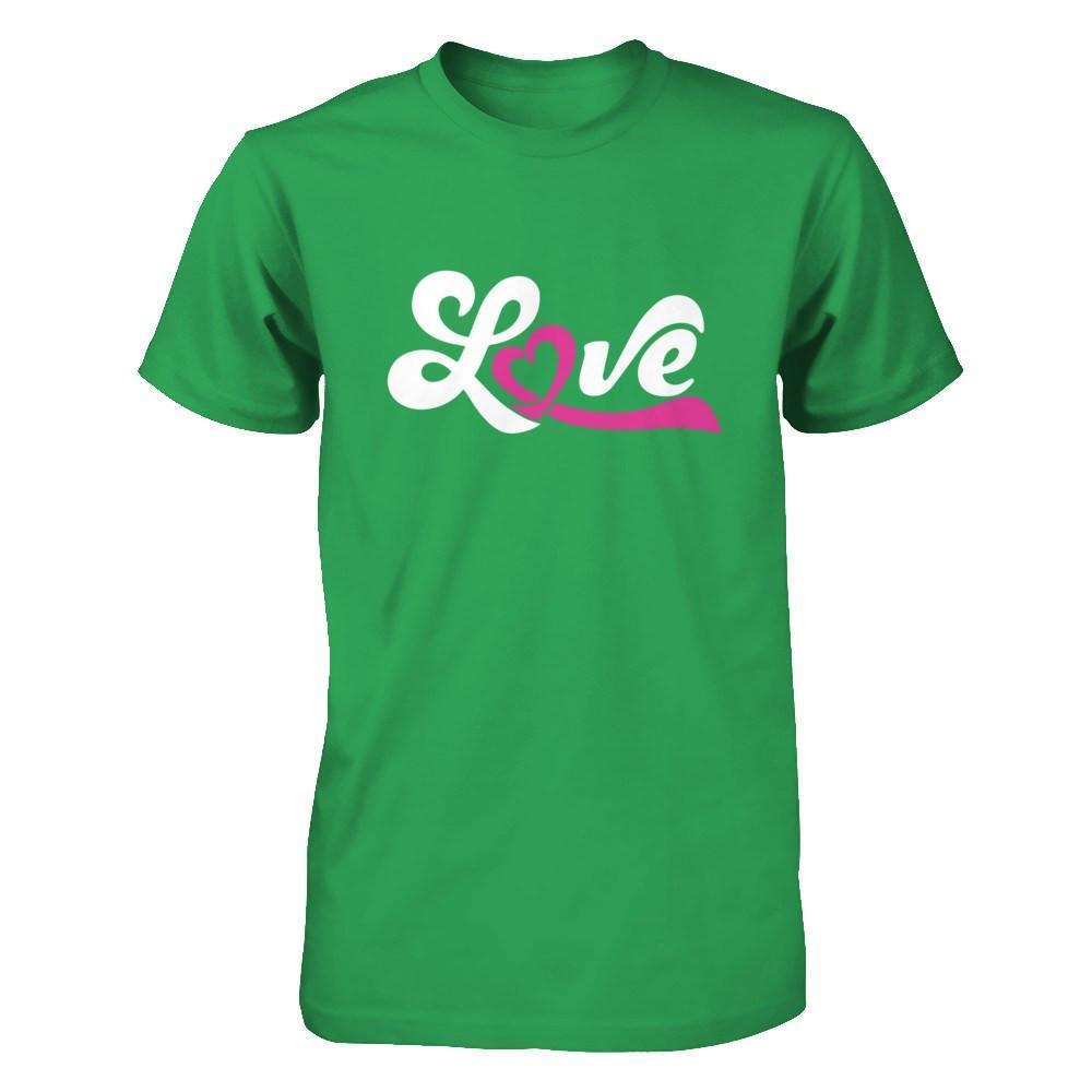 Love Pink Awareness Ribbon-T-Shirt & Hoodie-Premium T-Shirt-Kelly Green