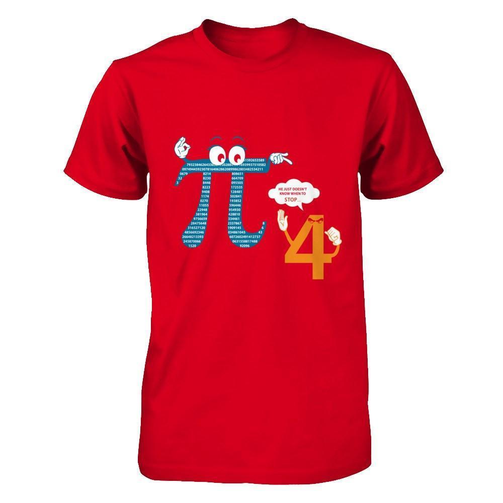 Happy Pi Day 2017 He Doesn't Know When To Stop-T-Shirt & Hoodie-Premium T-Shirt-Red