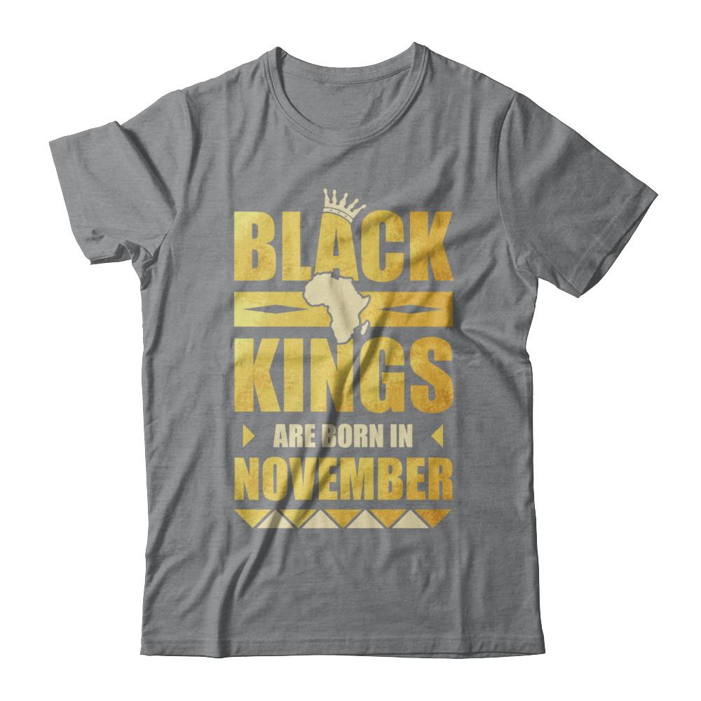 Black Kings Are Born In November Birthday-T-Shirt & Hoodie-Classic T-Shirt-Sport Grey