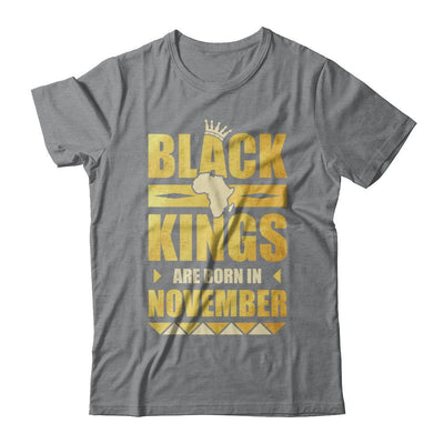 Black Kings Are Born In November Birthday-T-Shirt & Hoodie-Classic T-Shirt-Sport Grey