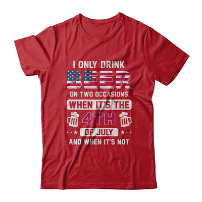 Funny Drinking Beer 4Th Of July Party American Flag-T-Shirt & Hoodie-Classic T-Shirt-Red