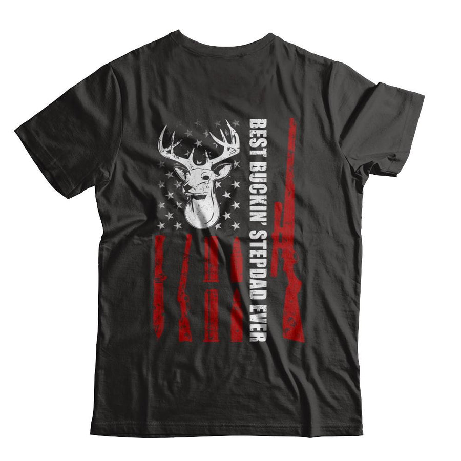 Best Buckin' Stepfather Ever Deer Hunting Stepdad Fathers Day-T-Shirt & Hoodie-Classic T-Shirt-Black