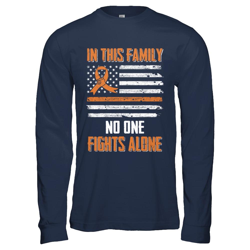 In This Family No One Fights Alone Multiple Sclerosis-T-Shirt & Hoodie-Long Sleeve T-Shirt-Navy