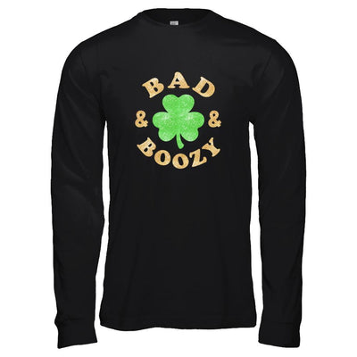 Bad And Boozy Funny St Patrick's Day-T-Shirt & Tank Top-Long Sleeve T-Shirt-Black