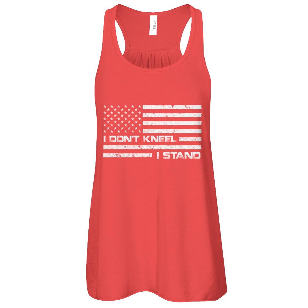 I Don't Kneel I Stand Us Flag-T-Shirt & Tank Top-Women's Flowy Racerback Tank-Red