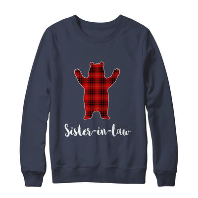 Red Sister-In-Law Bear Buffalo Plaid Family Christmas Pajamas-T-Shirt & Sweatshirt-Crewneck Sweatshirt-Navy