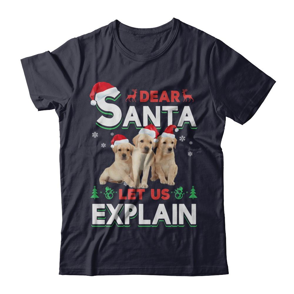 Dear Santa Funny Yellow Labrador Puppies Christmas Gift-T-Shirt & Hoodie-Premium T-Shirt-Midnight Navy