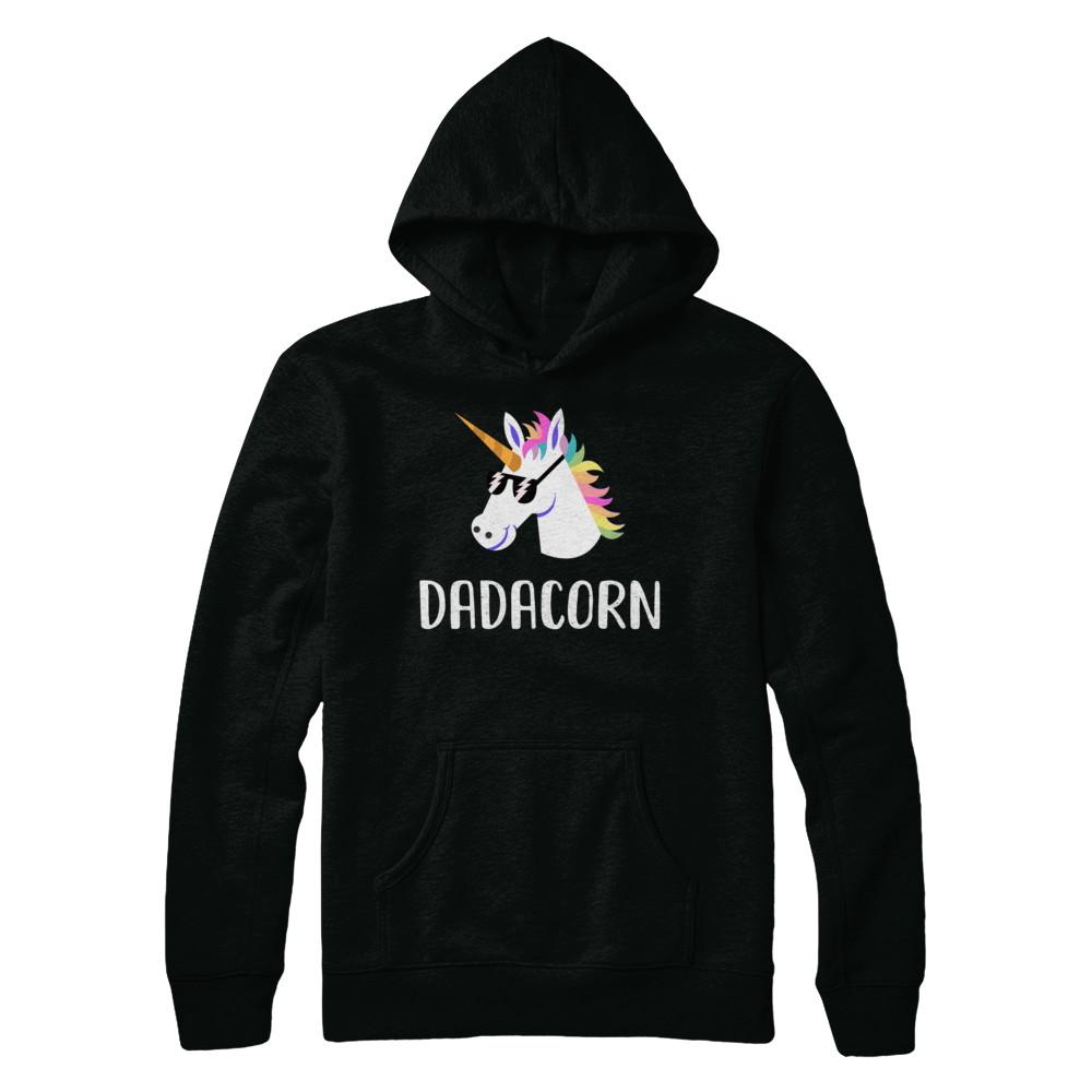 Unicorn Dad And Baby Dadacorn Daddy Fathers Day Gift-T-Shirt & Hoodie-Pullover Hoodie-Black