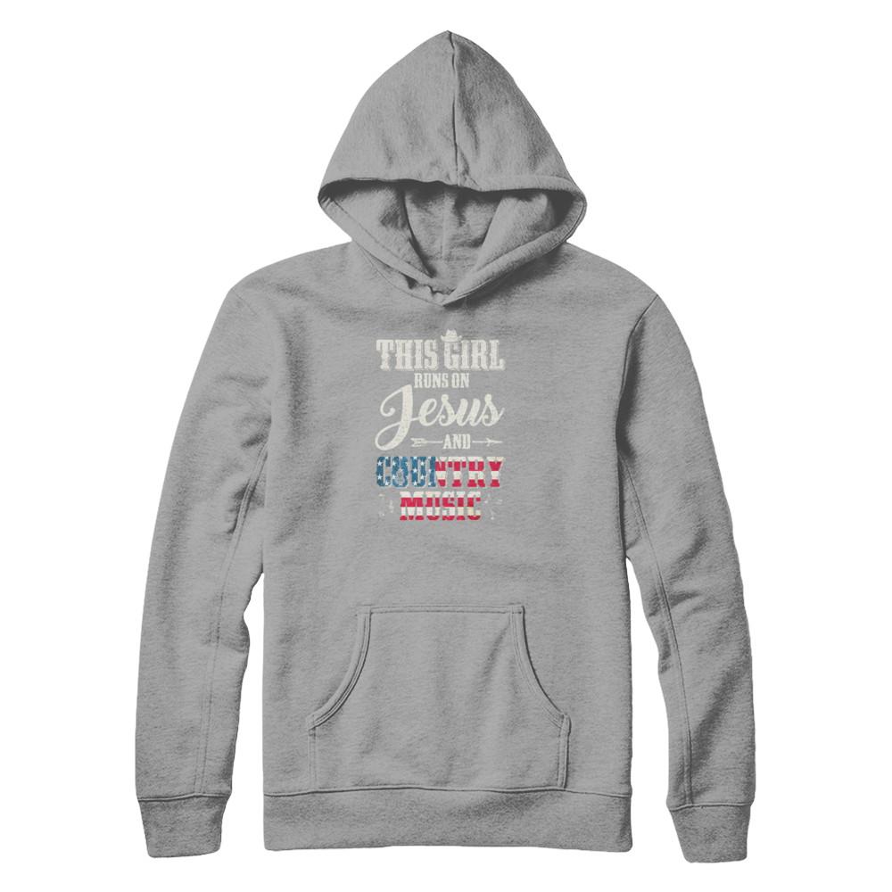This Girl Runs On Jesus And Country Music-T-Shirt & Tank Top-Pullover Hoodie-Light Steel