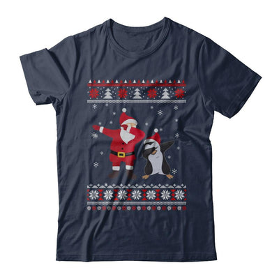 Dabbing Santa Penguin Dab Dance Ugly Christmas Sweater-T-Shirt & Sweatshirt-Classic T-Shirt-Navy