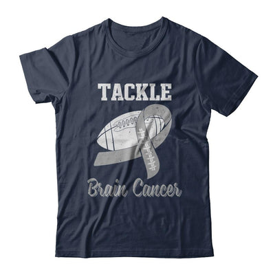 Football Survivor Tackle Gray Brain Cancer Awareness-T-Shirt & Hoodie-Classic T-Shirt-Navy