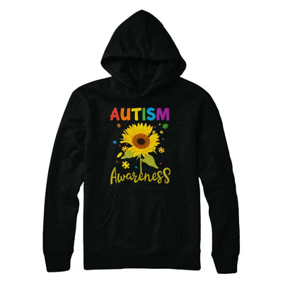 Autism Awareness Puzzle Sunflower-T-Shirt & Hoodie-Pullover Hoodie-Black