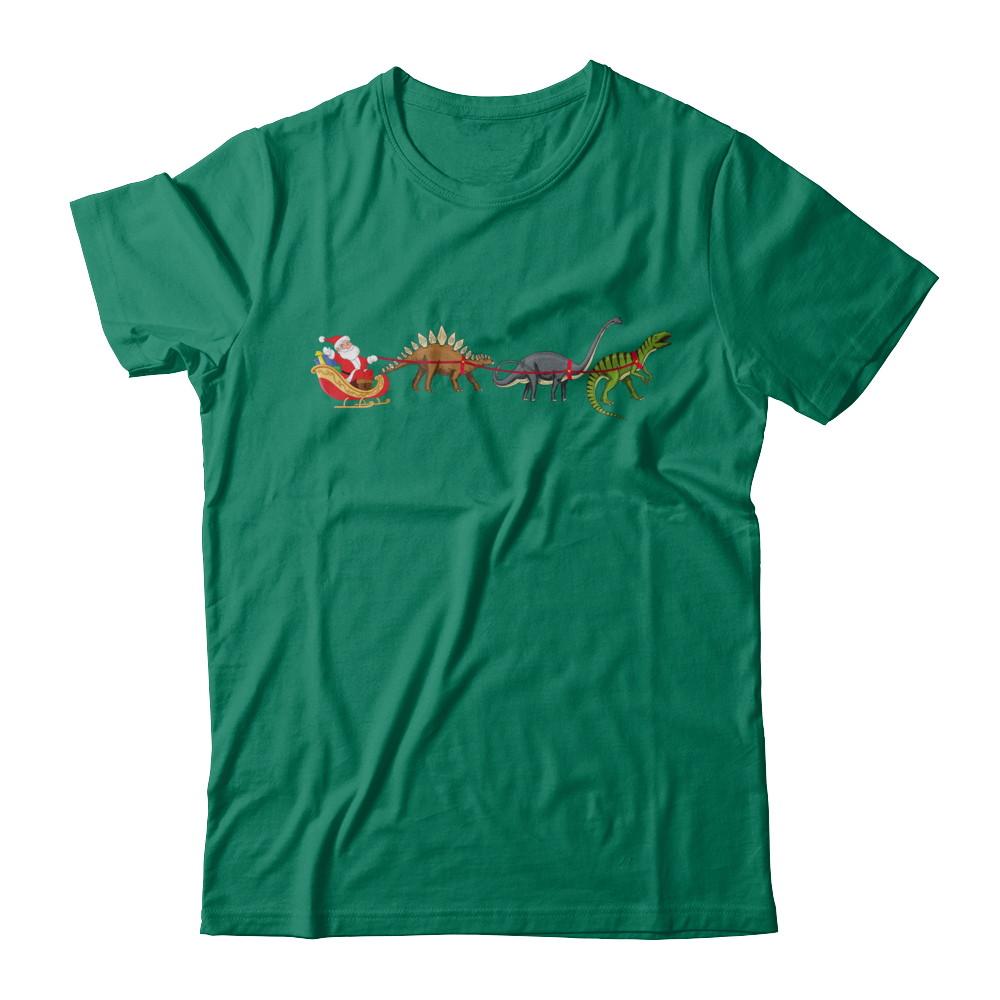 Xmas Cool Santa Sleigh Dinosaur Christmas Gift-T-Shirt & Sweatshirt-Classic T-Shirt-Kelly Green