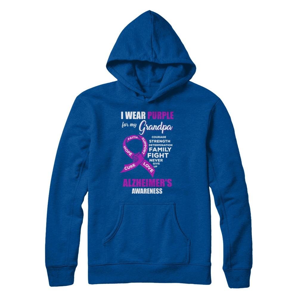 Alzheimer's Awareness I Wear Purple For My Grandpa-T-Shirt & Hoodie-Pullover Hoodie-Deep Royal