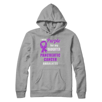 I Wear Purple For My Daughter Pancreatic Cancer Dad Mom-T-Shirt & Hoodie-Pullover Hoodie-Light Steel
