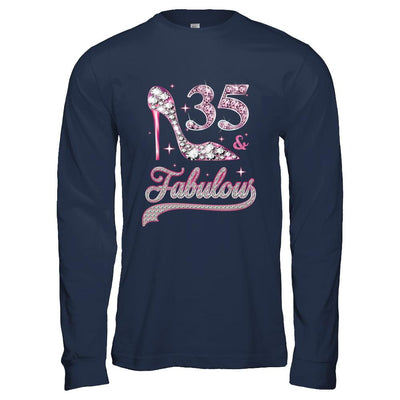 35 And Fabulous 35 Years Old 1986 35th Birthday Gift-T-Shirt & Hoodie-Long Sleeve T-Shirt-Navy