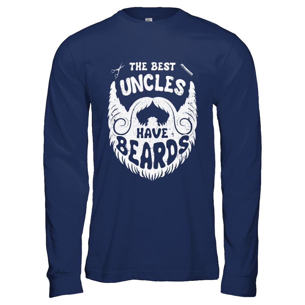 The Best Uncles Have Beards Bearded Uncle-T-Shirt & Hoodie-Long Sleeve T-Shirt-Navy