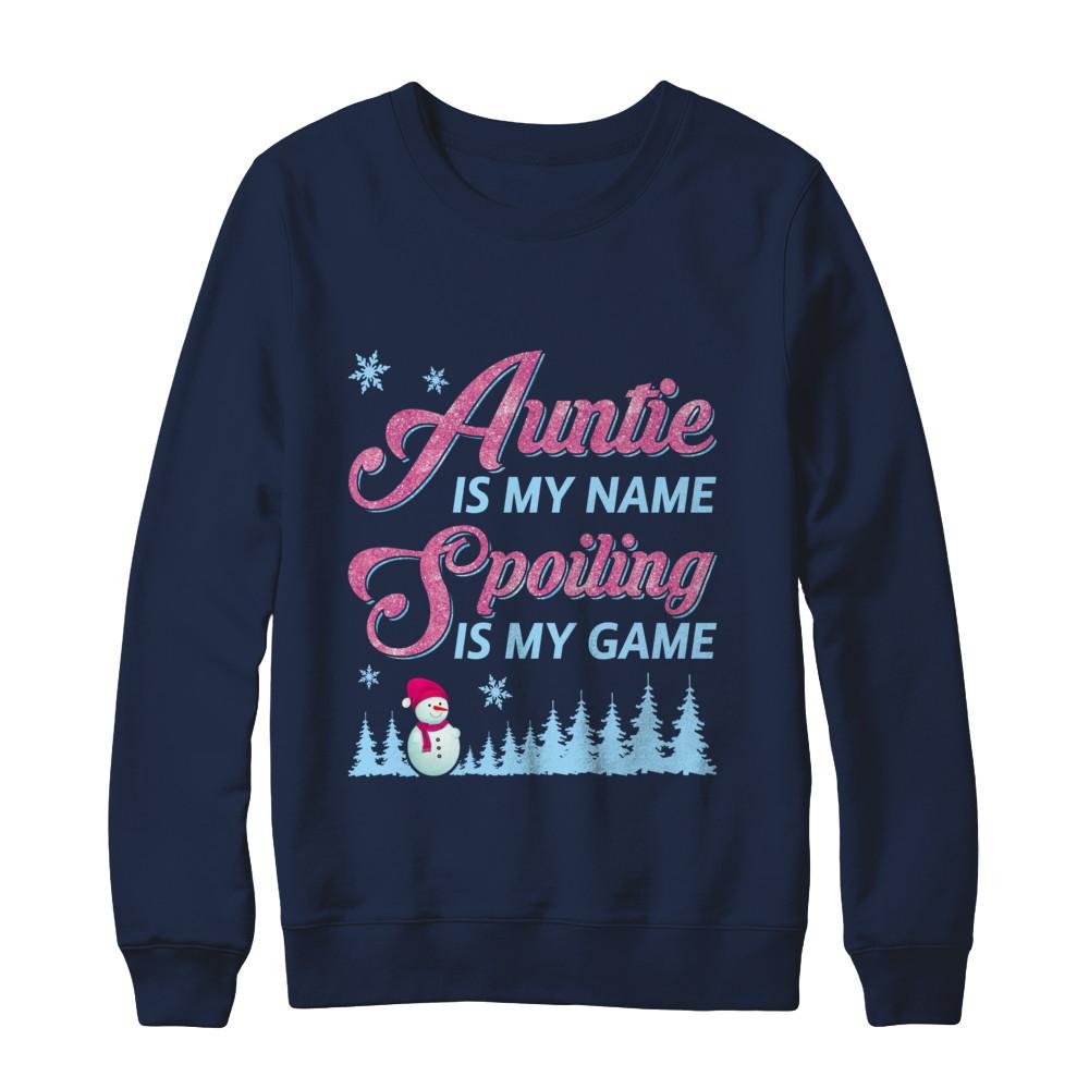 Auntie Is My Name Spoiling Is My Game-T-Shirt & Hoodie-Crewneck Sweatshirt-Navy
