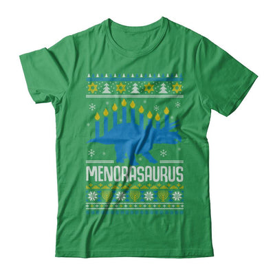 Funny Ugly Hanukkah Dinosaur Menorasaurus Sweater-T-Shirt & Sweatshirt-Premium T-Shirt-Kelly Green