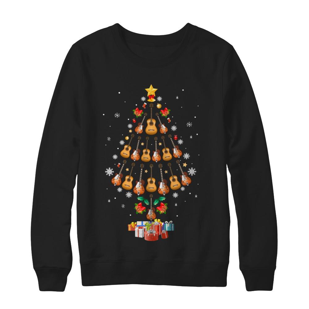 Music Guitar Christmas Tree Merry Xmas Gift-T-Shirt & Sweatshirt-Crewneck Sweatshirt-Black