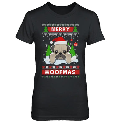 Pug Merry Woofmas Ugly Christmas Sweater-T-Shirt & Sweatshirt-Women's T-Shirt-Black