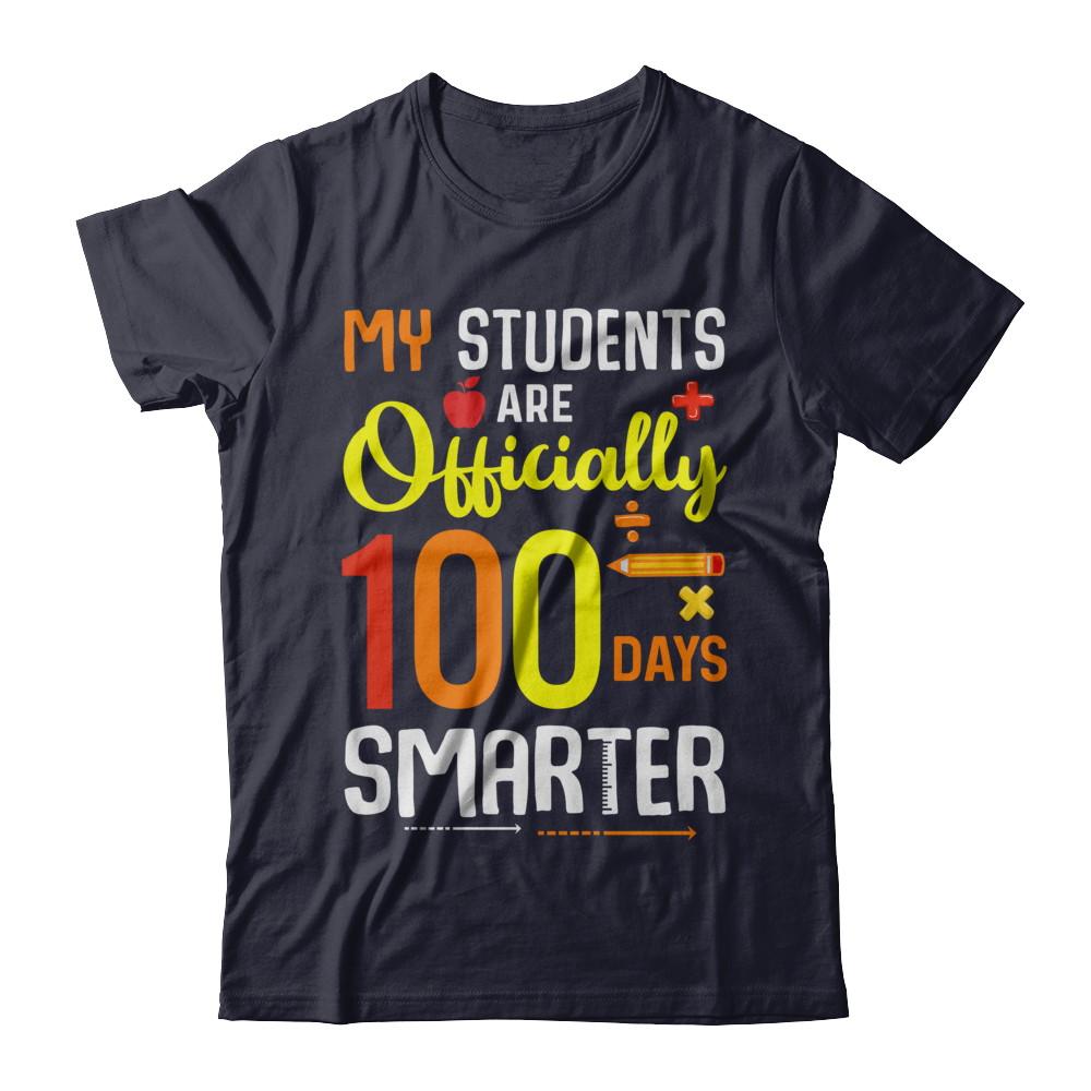 My Students Are 100 Days Smarter Teacher-T-Shirt & Hoodie-Premium T-Shirt-Midnight Navy