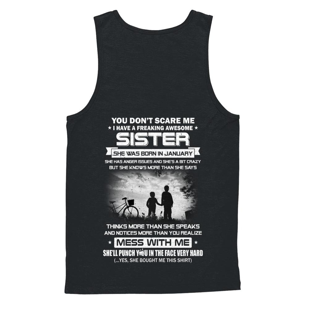 Freaking Awesome Sister She Was Born In January Brother-T-Shirt & Hoodie-Unisex Tank-Black