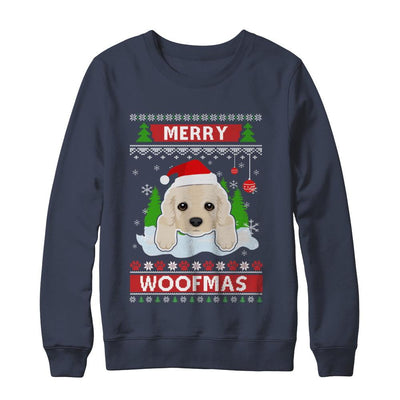 Golden Retriever Merry Woofmas Ugly Christmas Sweater-T-Shirt & Sweatshirt-Crewneck Sweatshirt-Navy