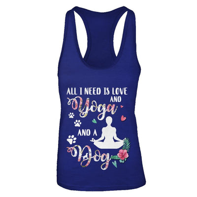 All I Need Is Love And Yoga And A Dog-T-Shirt & Tank Top-Women's Ideal Racerback Tank-Royal
